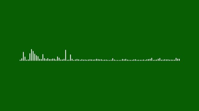 White line audio wave visualisation voice record effect for overlay, 4k sound waveform spectrum animation on green background, sound wave audio spectrum visualization