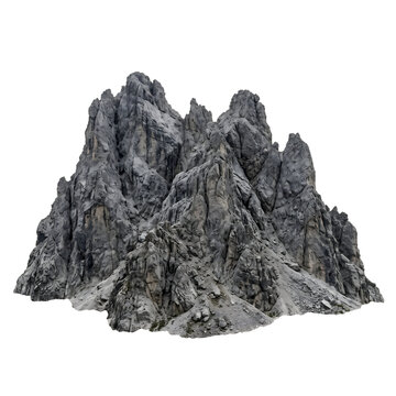 Rocky Mountain Peak with Sharp Cliffs and Scree Isolated on Transparent Background PNG