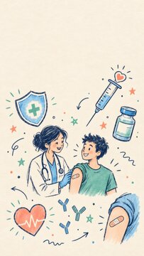 Doctor giving a child a vaccination with syringe and bandage. Immunization and preventive healthcare for children. Vaccine protection, public health and medical care.