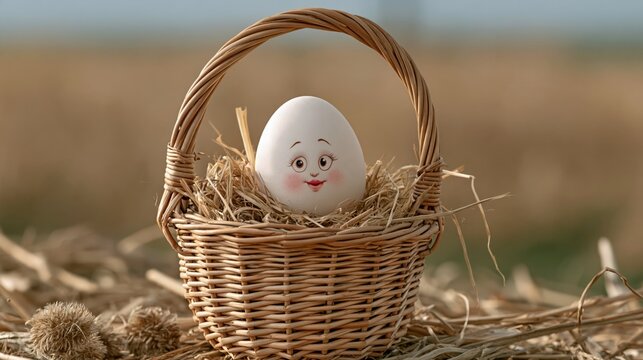 Shy little basket with single egg