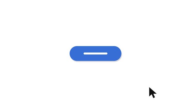 Mouse cursor clicking a blue web button on white background, click animation 4K