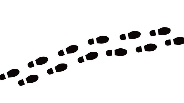 Simple animated footstep icon motion with clean minimal design, suitable for navigation,progress route tracking.Navigation and human activity 4 k video.