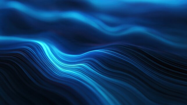 Blue abstract wave background, Futuristic fluid lines pattern backdrop, Digital technology data flow banner