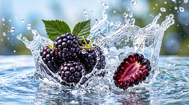 Blackberry with water splash