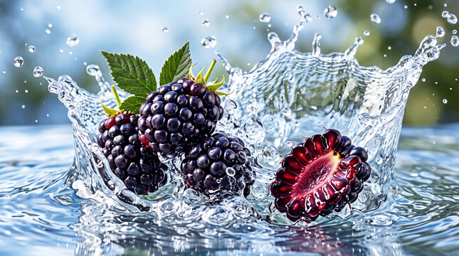 Blackberry with water splash
