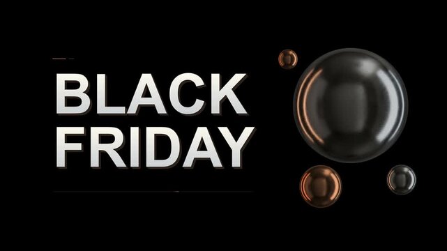 Black Friday Sale Banner With Glossy Bubbles And Discount Promotion Design For Retail Marketing