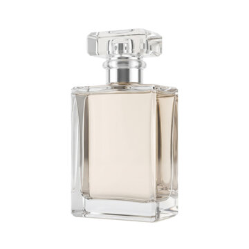 Luxury clear glass perfume bottle mockup isolated