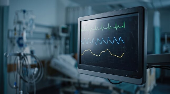 Medical Monitor Displaying Vital Signs in ICU