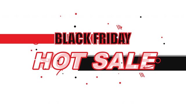 Black friday hot sale text animation with red and black graphics. 4k