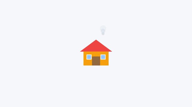 House with chimney smoke icon animation - seamless loop