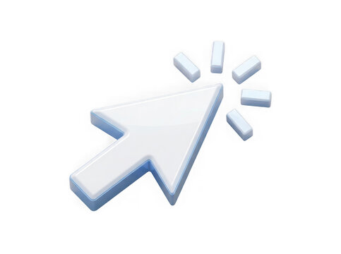 White computer mouse cursor arrow icon clicking on a digital screen interface isolated on transparent background