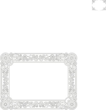 Steampunk vintage rectangle frame decorated with ornate mechanical gears and filigree patterns