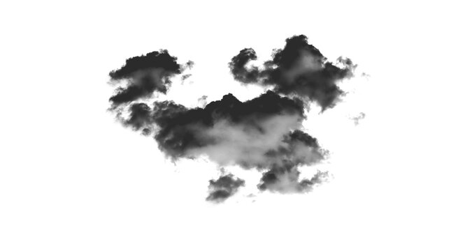 Black and white cloud formation isolated on transparent background
