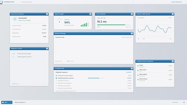 Network Diagnostics Dashboard for Connectivity and Traffic Monitoring Aniamtion