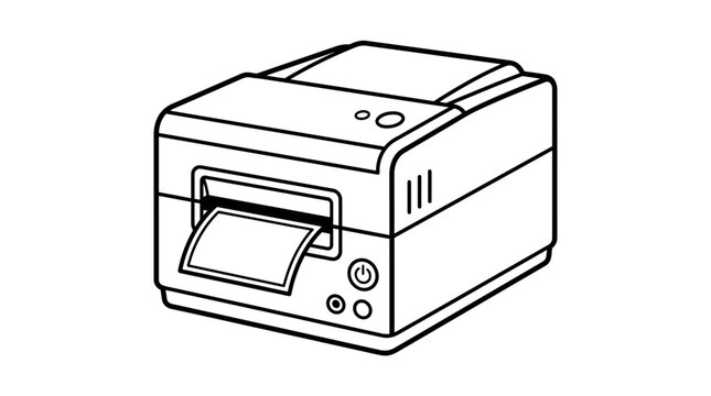 Label Printer Outline Vector Illustration