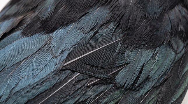 Generated with AI. Magpie feathers close up of blue and black wing plumage.