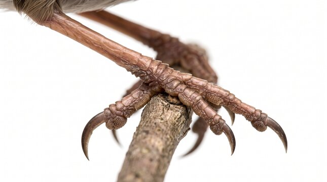 Generated with AI. Dunnock close up of toes and claws gripping a twig.
