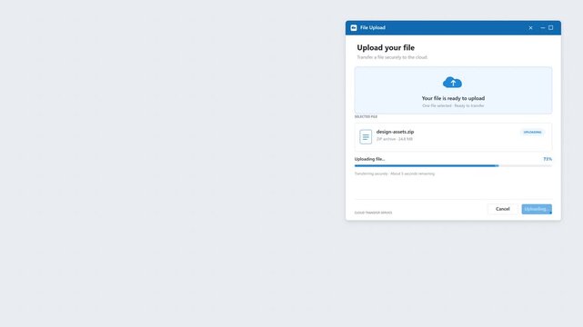 Secure Cloud File Upload Interface with Progress Bar Animation