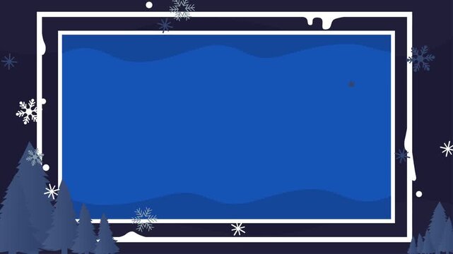 Elegant Christmas winter background with falling snow, Santa holiday frame and border, designed as a seamless loop for advertising, social media and logo text space.