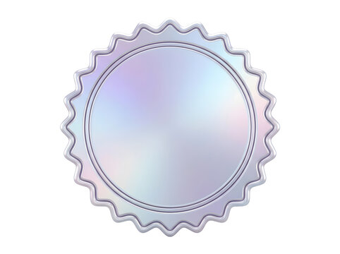 Holographic metallic seal sticker isolated on transparent background
