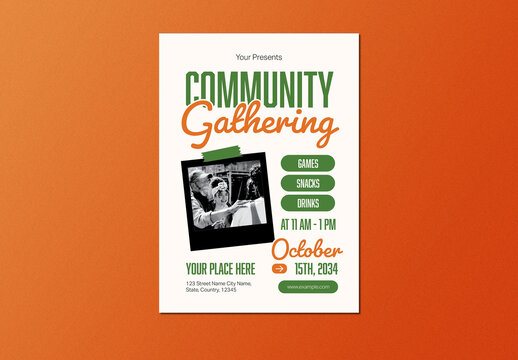 Green and Light Yellow Playful Community Gathering Flyer