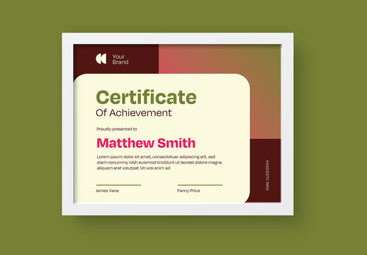 Brown and Green Bold Modern Geometric Certificate of Achievement