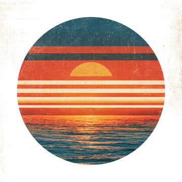 Retro Sunset Design with Vintage Colors for Print on Demand Use in Art and Decor Projects