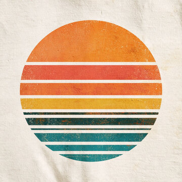Retro Sunset Circle Design with Vintage Color Gradient for Print on Demand Products