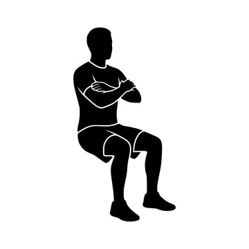 Squatting person arms crossed vector illustration, Squatting person arms crossed illustration