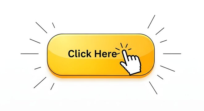 Click here button with hand cursor ready for online interaction