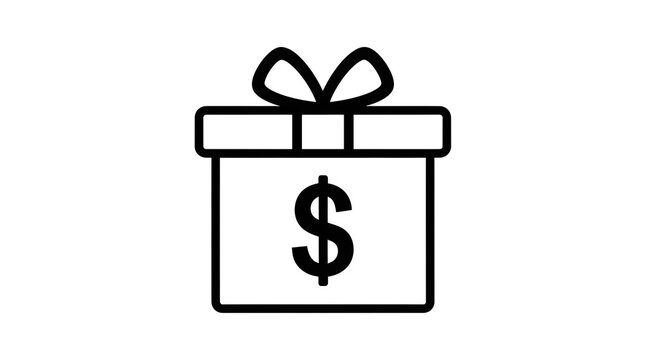 Gift icon set with dollar sign representing financial bonus or reward