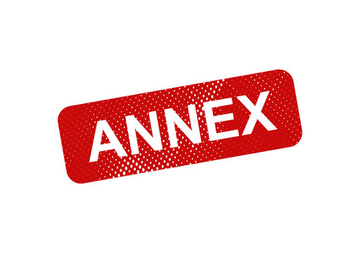 Red annex stamp with crosshatch texture illustration