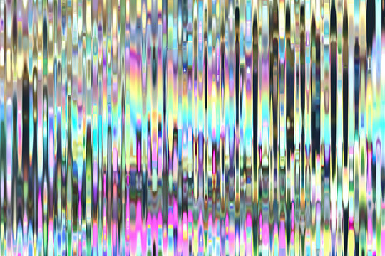 Abstract vertical streaks of iridescent color across a reflective surface. Prismatic digital texture. Modern technology and innovation concept. Futuristic background for creative design