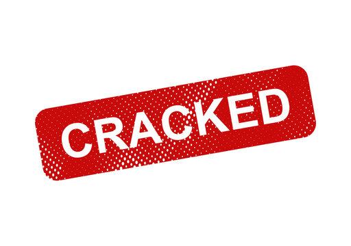 Red cracked stamp badge with distressed text illustration