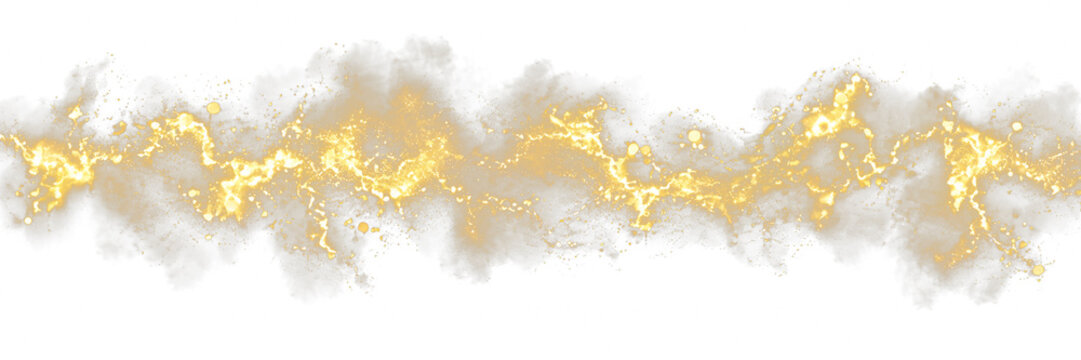 Golden sparkle PNG overlay with luminous glitter wave and glowing star particles, on transparent background