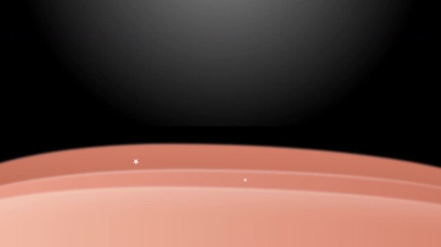 Abstract peach colored curved horizon surface on black background