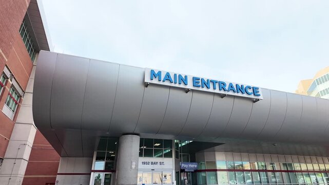 Victoria, British Columbia, Canada - October 15, 2026: Main entrance to the Royal Jubilee Hospital patient care center on Bay Street