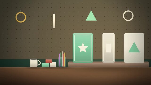 Flashcards on a desk education science in classroom full scene