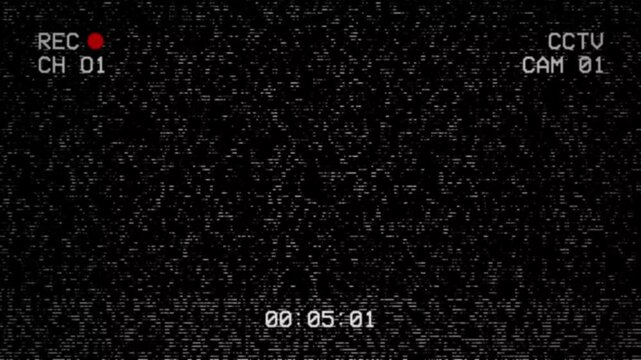 Retro cctv screen recording overlay with analog grain and static