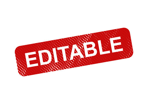 Red editable stamp with bold text illustration