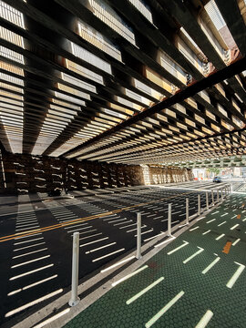 New York City Intersection Beneath Elevated Railway Structure