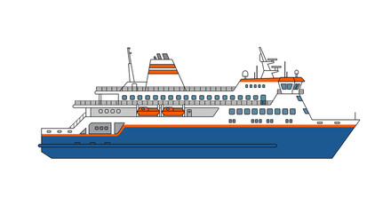 Passenger ferry ship vector illustration © Absinvec
