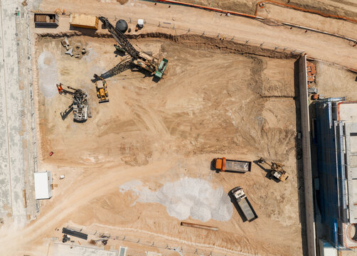 Construction site with heavy machinery