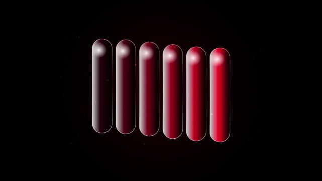 Abstract red loading bar animation with glowing particles on dark background, digital interface