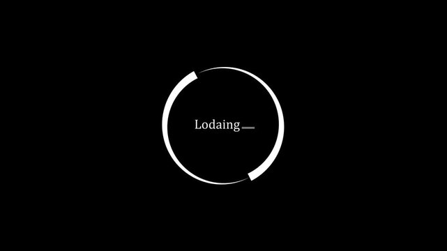 Minimal circular loading animation with white loading text on a black background. Modern digital interface concept suitable for website preloaded screens, application loading pages, user interface des