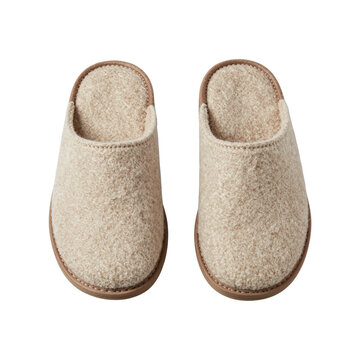 Matching pair of natural beige wool felt slippers