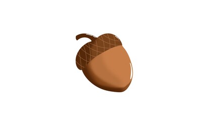 Simple brown acorn clip art for autumn design element, isolated on white 4K © Ahmad