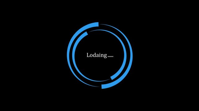 Minimal circular loading animation with white loading text on a black background. Modern digital interface concept suitable for website preloaded screens, application loading pages, user interface des