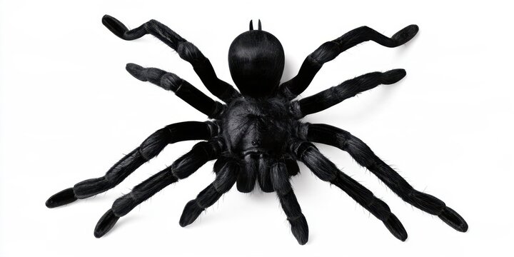 Realistic Black Tarantula Spider on a White Background