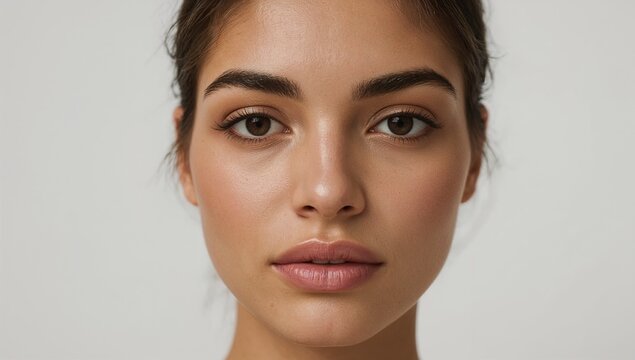 Close-up of a woman's face wearing a necklace, suitable for fashion or jewelry promotions